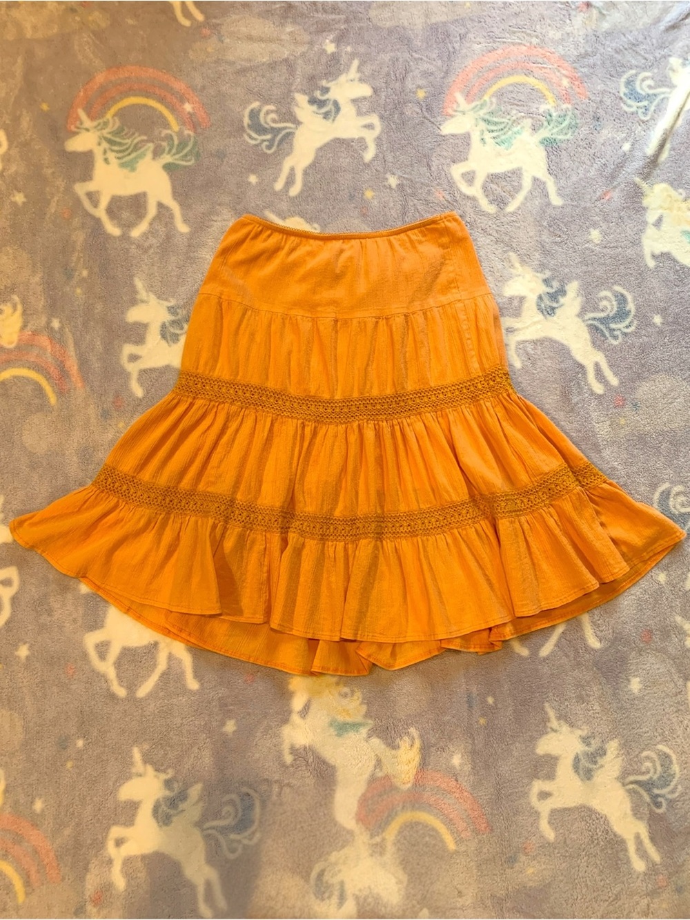 Orange Midi Peasant Skirt